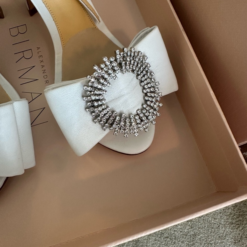 Alexandre Birman Maddie Leather Ankle Strap White Wedding Heels 36 IT/ 5.5 6 - Picture 5 of 15